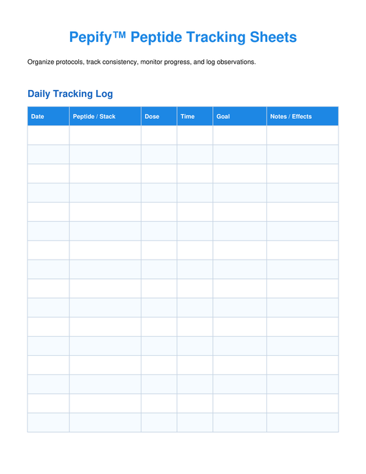 Peptide Tracking Sheet